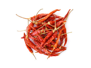 dried chili peppers on white background