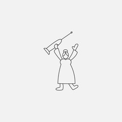 Cartoon icon of sketch stick figure old woman