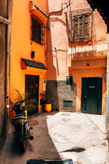 colorful old streets of marrakech medina, morocco