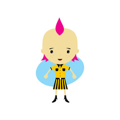 cute happy little woman - adorable girl cartoon vector