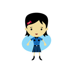 cute happy little woman - adorable girl cartoon vector
