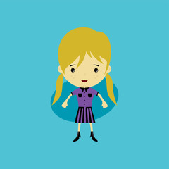 cute happy little woman - adorable girl cartoon vector