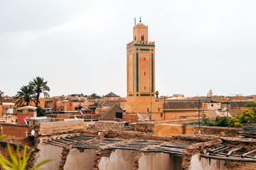 Fototapeta na wymiar panoramic views to old medina city of marrakech, Morocco