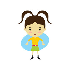 cute happy little woman - adorable girl cartoon vector