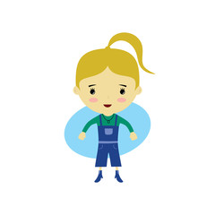 cute happy little woman - adorable girl cartoon vector