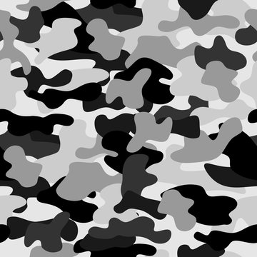 Camouflage seamless pattern in a white, grey and black colors