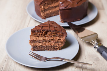 Chocolate cake Prague. Homemade baking.