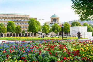 STUTTGART, GERMANY - April 12, 2017: Schlossplatz is the largest square in the center of Stuttgart, GERMANY