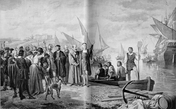 Christopher Coilumbus at Palos harbour (Cartagena) - possible departure point for Columbus' first expediton to the New World