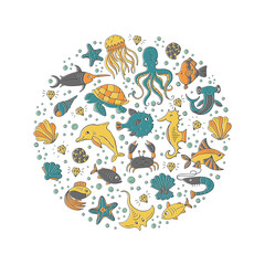 Sea animals circle
