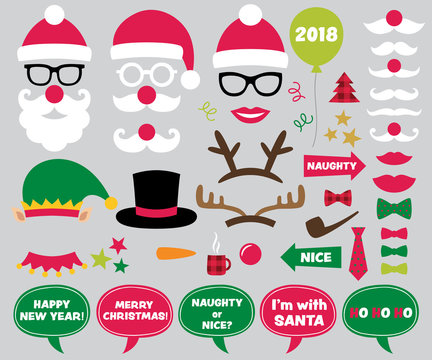 Christmas and New Year photo booth props and design elements