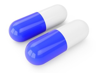 3D rendering Capsule pills isolated on white