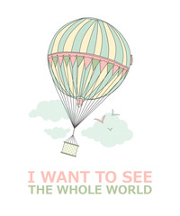 Motivational travel poster with balloon.