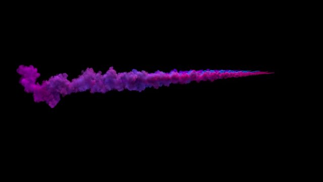 Colored rocket trails / firework trails (with alpha channel). Separated on pure black background.