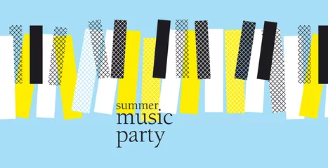 Zelfklevend Fotobehang concept modern music poster vector illustration. Print and web design template for summer piano concert, party, jazz session © galyna_p