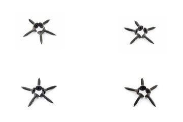 4 stars laid out with black screws on white background