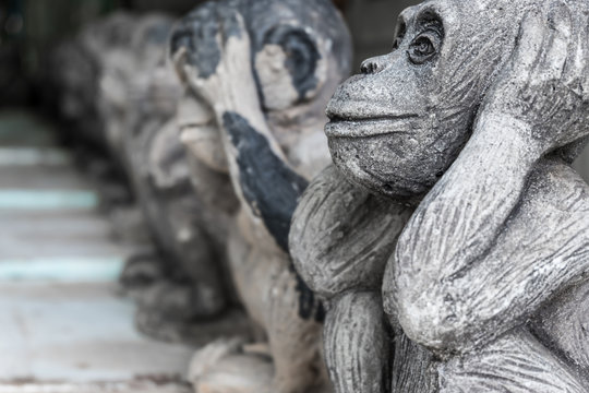 Close up monkeys statue