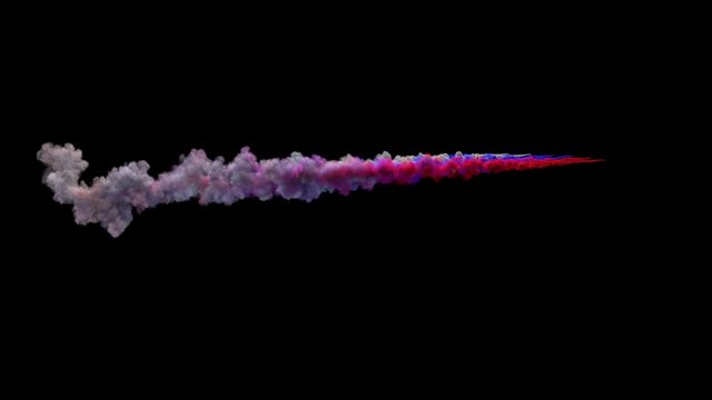 Colored rocket trails / firework trails (with alpha channel). Separated on pure black background.