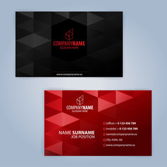 Business card template. Red and Black, Illustration Vector10