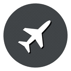 Flugzeug - Gepunkteter Button mit Symbol und Schatten