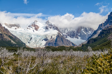 Cerro Torre covered in clouds in Patagonia - El Chalten, Argentina
