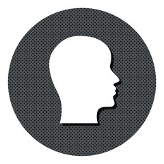 Gesicht Profil - Gepunkteter Button mit Symbol und Schatten