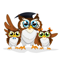 Cheerful school owls