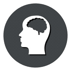 Gesicht mit Gehirn Profil - Gepunkteter Button mit Symbol und Schatten