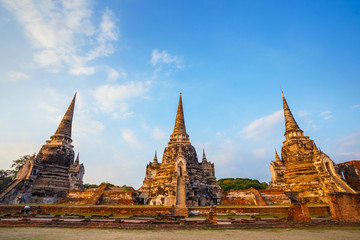 Fototapeta premium Wat Phra Si Sanphet temple in Ayutthaya Historical Park, a UNESCO world heritage site, Thailand