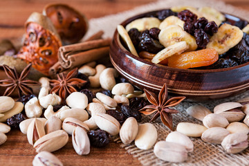 Mix of dried fruits and nuts