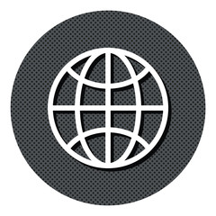 Weltkugel - Gepunkteter Button mit Symbol und Schatten