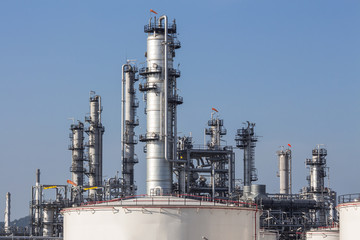Refinery tower in petrochemical industrial plant 