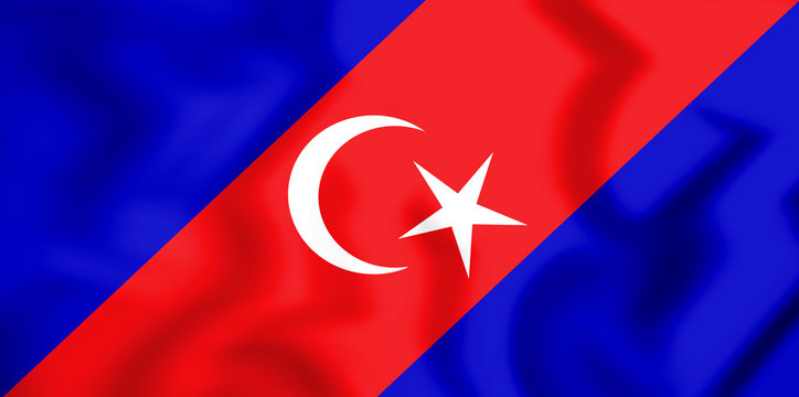 3D Flag of Kluang District (Johor), Malaysia.