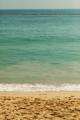 Blue sea and waves at sandy beach; Da Meisha, Shenzhen; Guangdong province, People's Republic of China; 