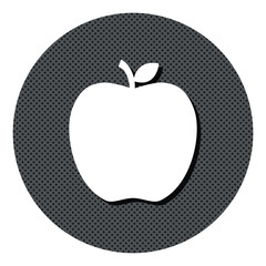 Apfel - Gepunkteter Button mit Symbol und Schatten
