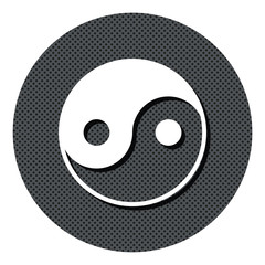 Fototapeta premium Yingyang - Gepunkteter Button mit Symbol und Schatten