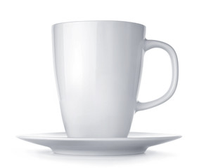 White cup with seucer isolated on white background