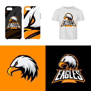 Eagle head sport club isolated vector logo concept