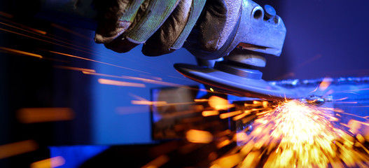 metal sawing close up