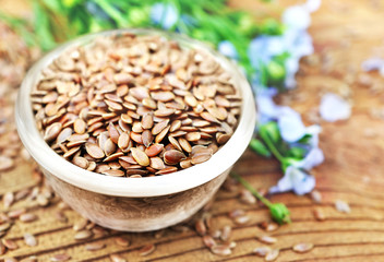 Celery seeds in spoon on wooden background, selective focus