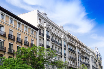 Fototapeta premium street view of downtown madrid, The city has a population of almost 3.2 million