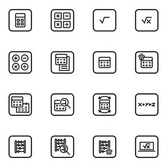 Set of calculating vector thin line icons.