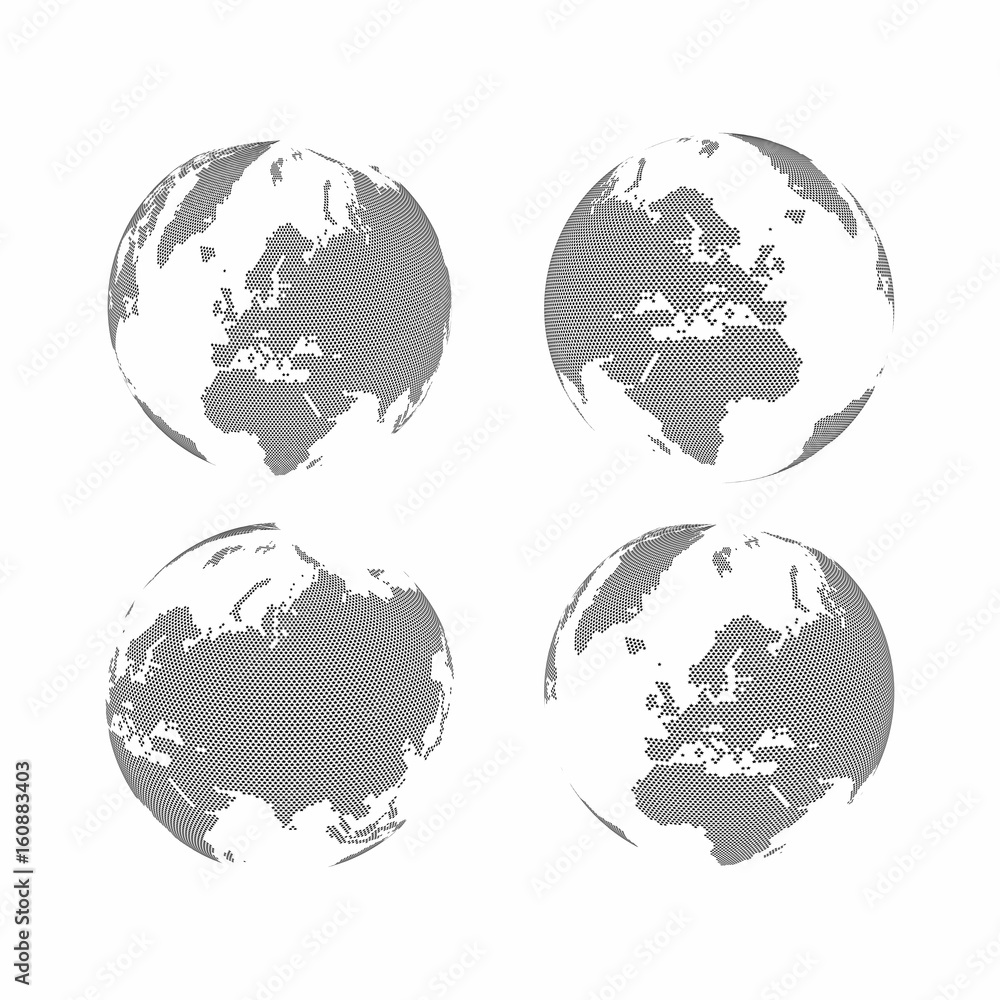 Poster vector illustration of star dotted style on three-dimensional abstract earth globe