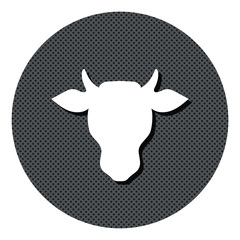 Kuhkopf - Gepunkteter Button mit Symbol und Schatten