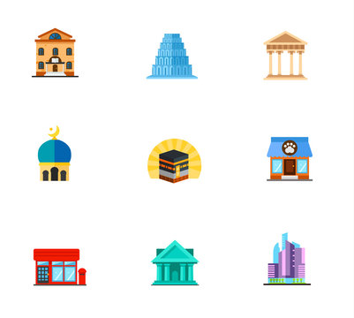 Buildings icon set