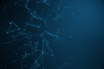 Obraz na płótnie Canvas Technological connection futuristic shape, blue dot network, abstract background, blue background, Concept of Network, internet communication, 3D rendering
