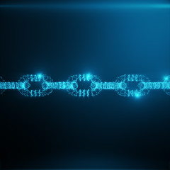 Abstract image of a Chain links low poly in the form consisting of points, lines, and shapes. 3D rendering