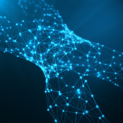 X-Chromosome Concept for Human Biology Medical Symbol Gene Therapy or Microbiology Genetics Research Composed of polygons. Low poly Illustration Consists of Lines, Dots and Shapes, 3D Rendering