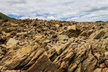 Fototapeta na wymiar Rock shape career cliff mountain