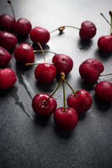 Cherries with waterdrops